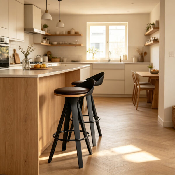 Trio Beech Wood Swivel Bar Stool