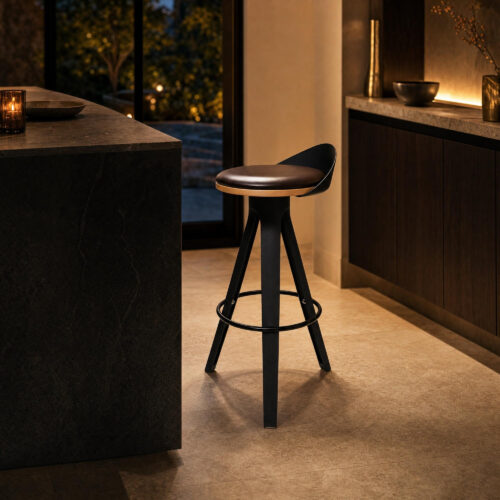 Trio Beech Wood Swivel Bar Stool