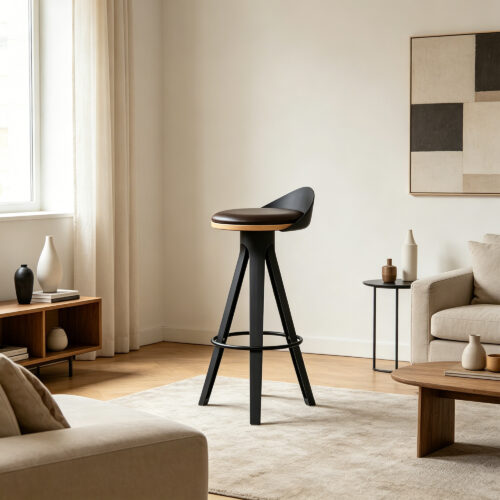 Trio Beech Wood Swivel Bar Stool