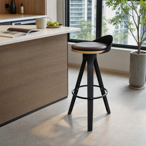 Trio Beech Wood Swivel Bar Stool