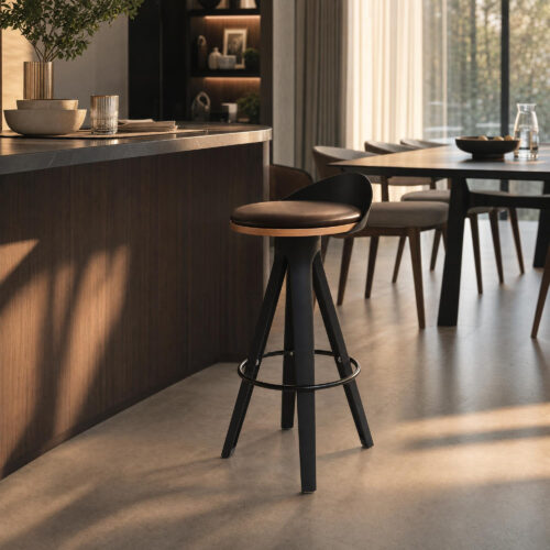 Trio Beech Wood Swivel Bar Stool