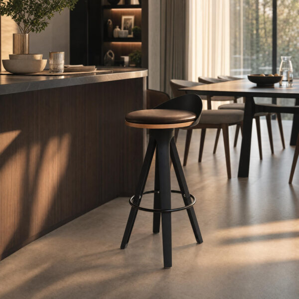 Trio Beech Wood Swivel Bar Stool