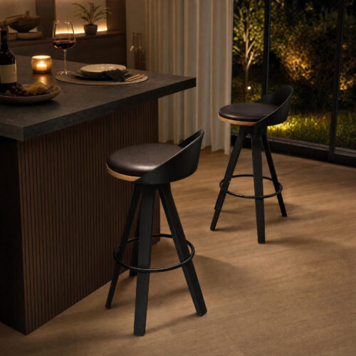 Trio Beech Wood Swivel Bar Stool