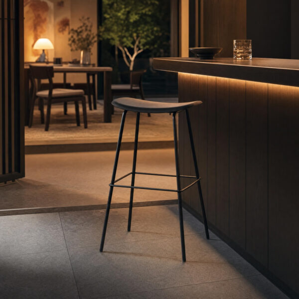 Curved Shell Bar Stool with Metal Frame