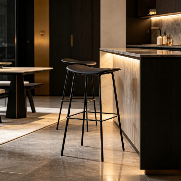 Curved Shell Bar Stool with Metal Frame