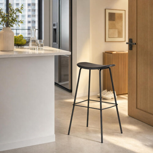 Curved Shell Bar Stool with Metal Frame