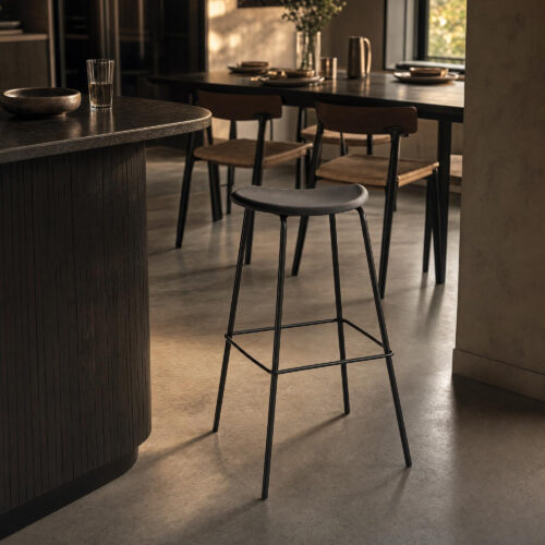 Curved Shell Bar Stool with Metal Frame