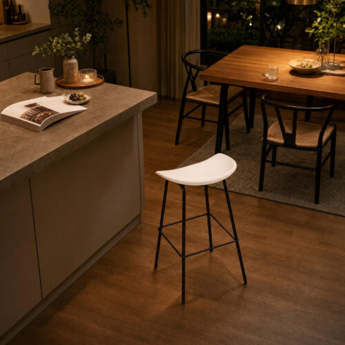 Curved Shell Bar Stool with Metal Frame