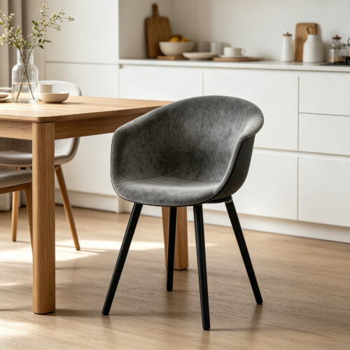 Velvet-Upholstered Shell Dining Chair