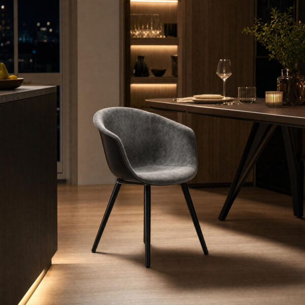 Velvet-Upholstered Shell Dining Chair