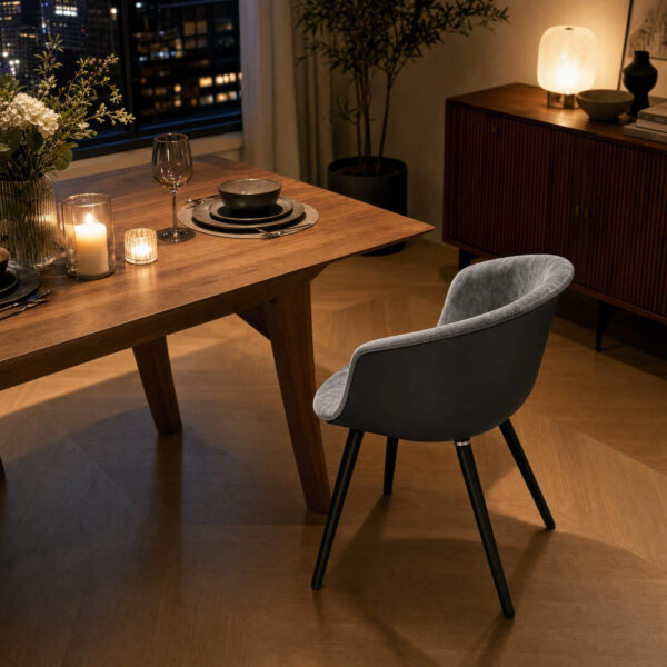 Velvet-Upholstered Shell Dining Chair