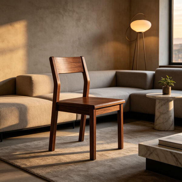 Walnut Open-Back Dining Chair
