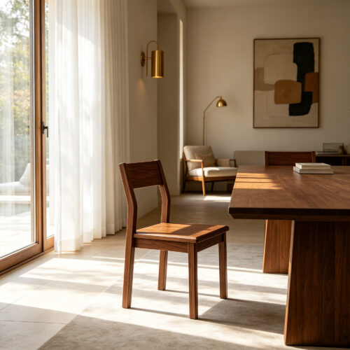 Walnut Open-Back Dining Chair