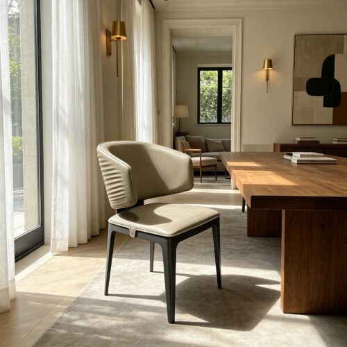 Set of 2 PU Upholstered Dining Chairs with Stainless Steel Frames