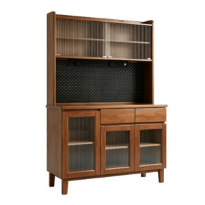 Walnut-Finish Dining Sideboard with Upper Storage