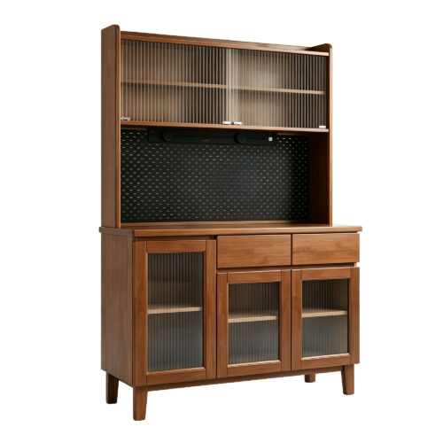 Walnut-Finish Dining Sideboard with Upper Storage