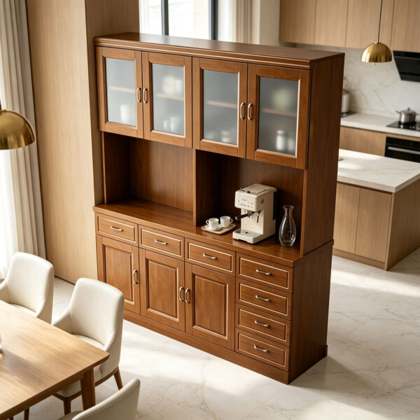 Four-Door Dining Sideboard with Walnut Finish