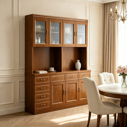 Four-Door Dining Sideboard with Walnut Finish