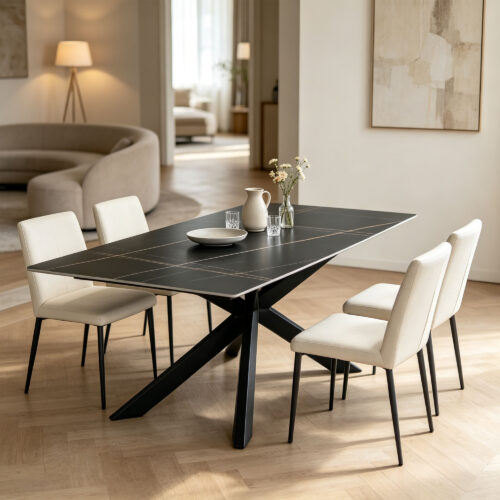 Cross Base Sintered Stone Dining Table
