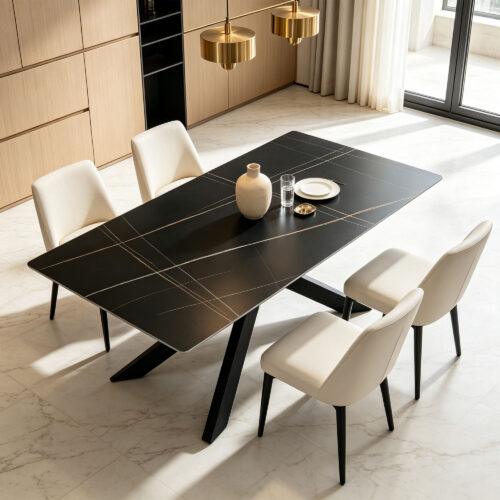 Cross Base Sintered Stone Dining Table