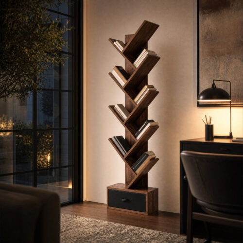 Industrial Tree-Style Bookshelf