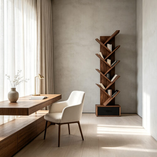 Industrial Tree-Style Bookshelf