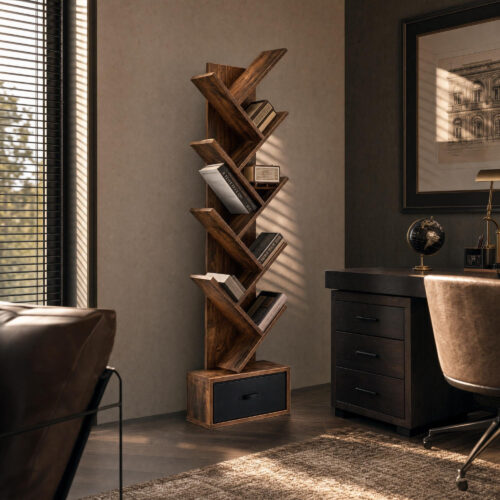 Industrial Tree-Style Bookshelf