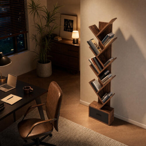 Industrial Tree-Style Bookshelf