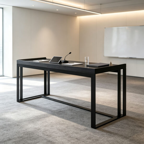 Wood Veneer Study Desk with Carbon Steel Frame