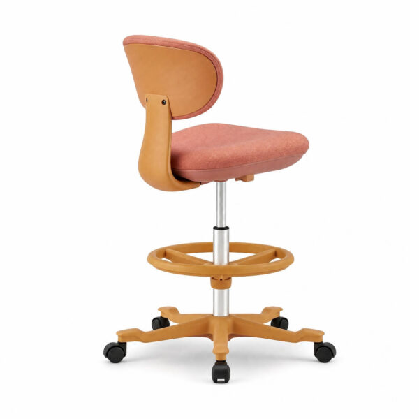 Coral Fabric Drafting Stool