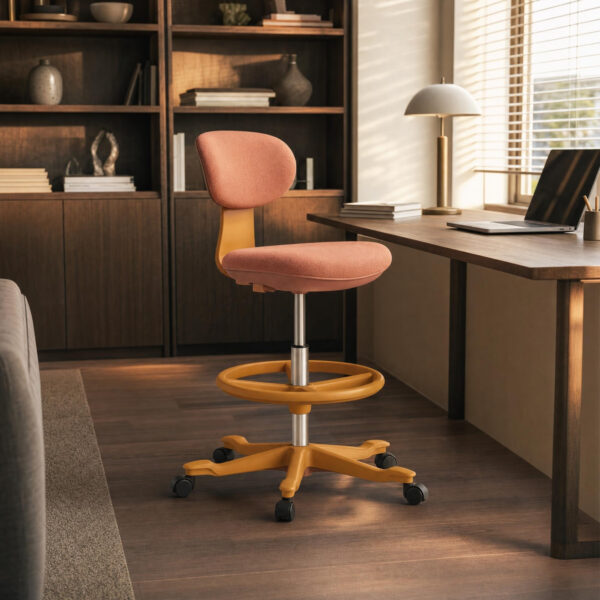 Coral Fabric Drafting Stool