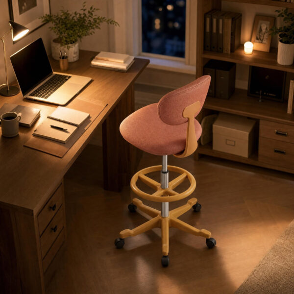 Coral Fabric Drafting Stool