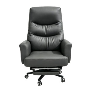 Grey PU Leather High-Back Adjustable Office Chair