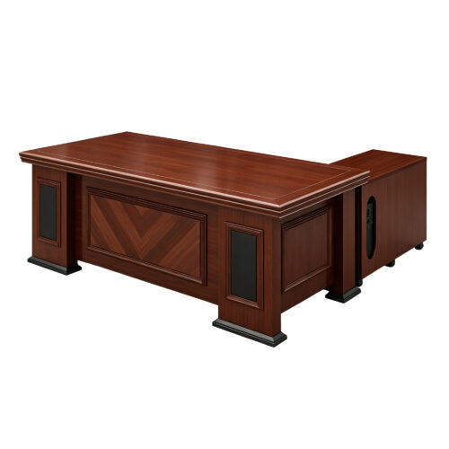 Walnut-Finish L-Shaped Executive Desk