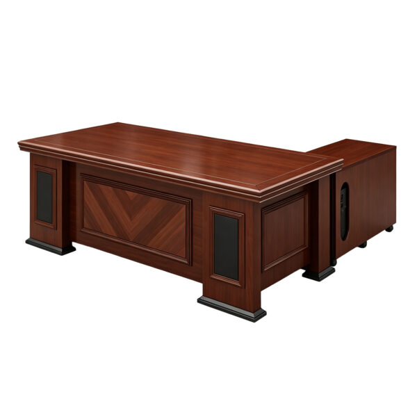 Walnut-Finish L-Shaped Executive Desk