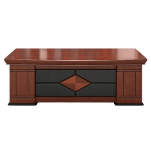 Walnut-Finish L-Shaped Executive Desk with Front Panel
