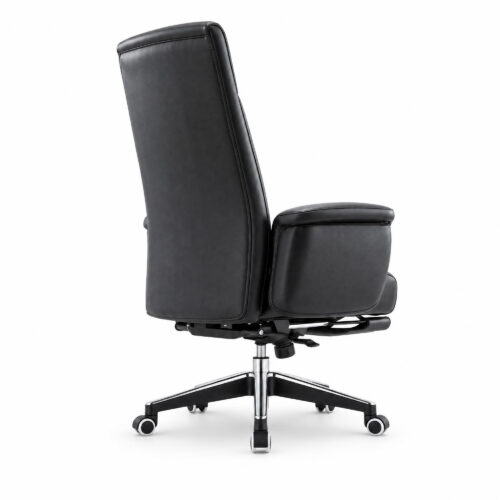 Reclining Leather-Look Office Chair with Footrest