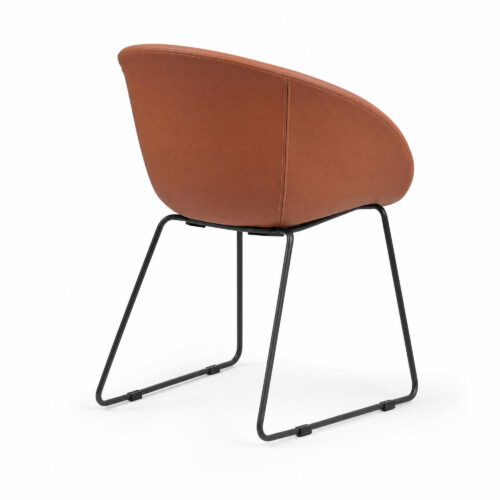 Tan Leather Shell Accent Chair