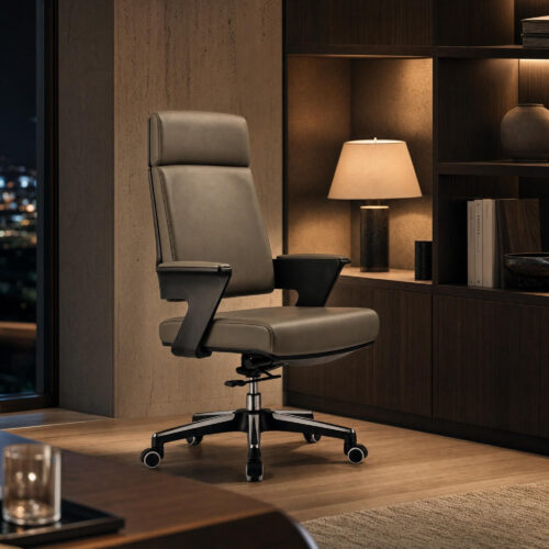 Top-Grain Leather High-Back Executive Office Chair