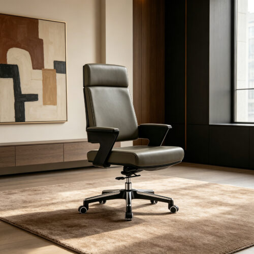 Top-Grain Leather High-Back Executive Office Chair