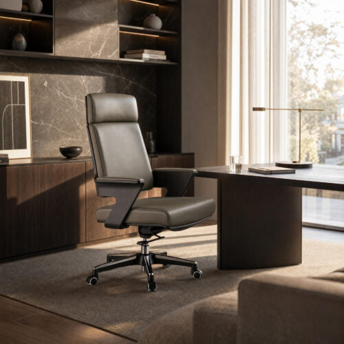 Top-Grain Leather High-Back Executive Office Chair