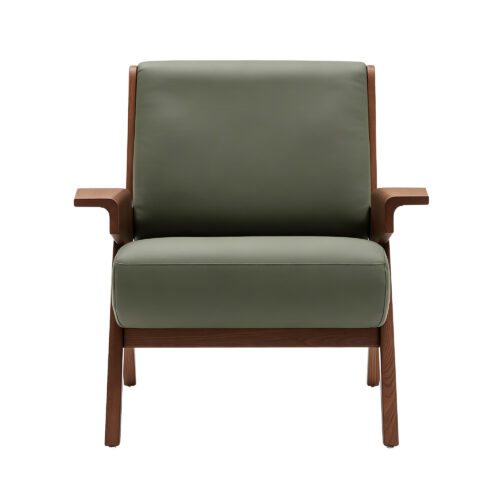Curved Wood Accent Chair