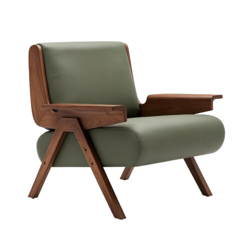 Curved Wood Accent Chair