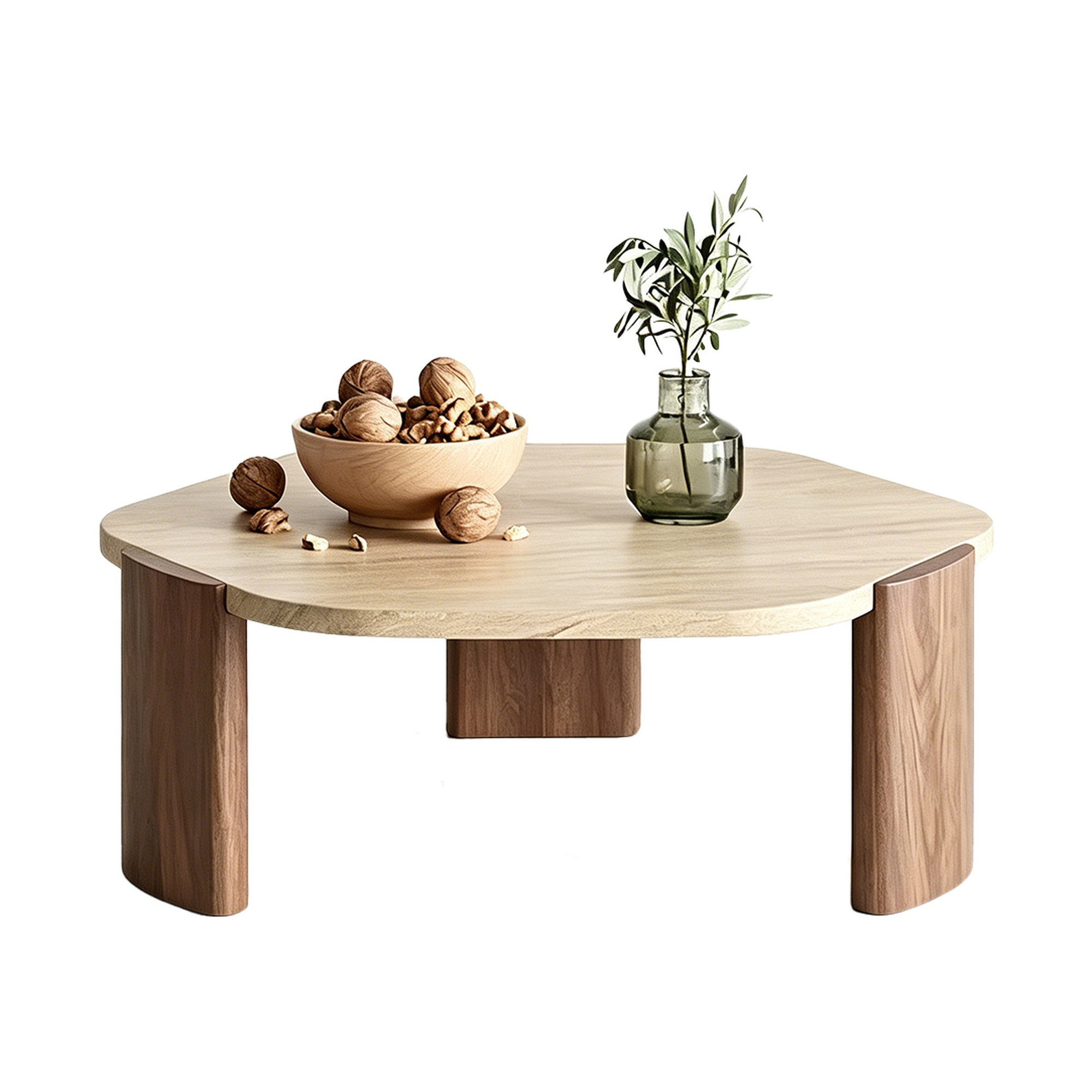Aura Travertine and Solid Wood Coffee Table