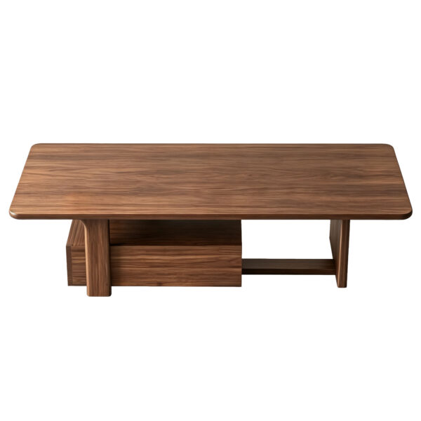 Walnut Offset-Base Storage Coffee Table