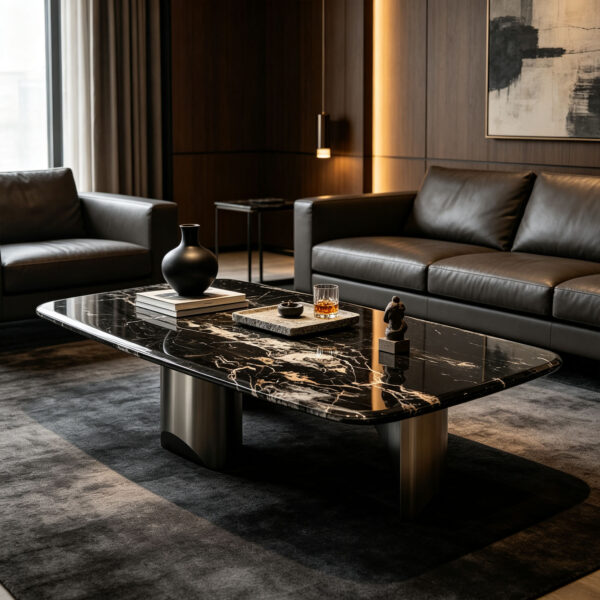 Multi-Colour Sintered-Stone Pedestal Coffee Table