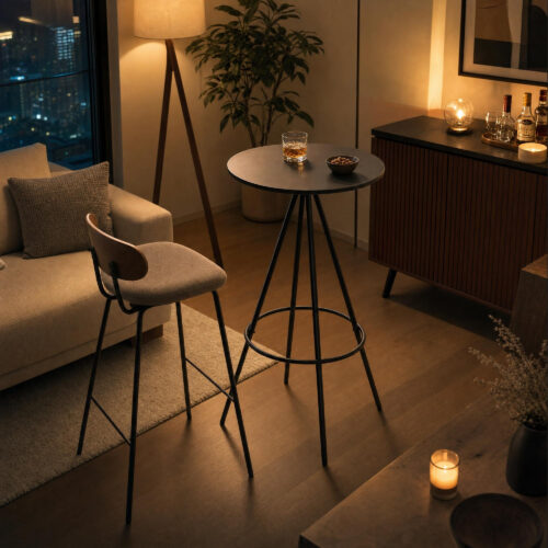 Slim-Frame Round Bar Table