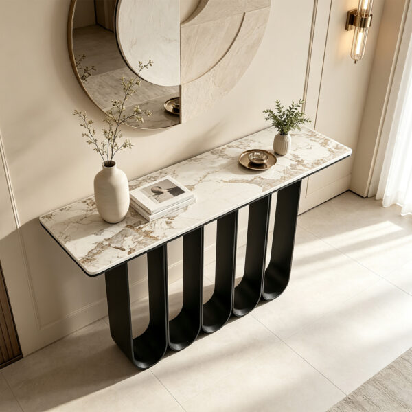 Sintered Stone Console Table with U-Shaped Base