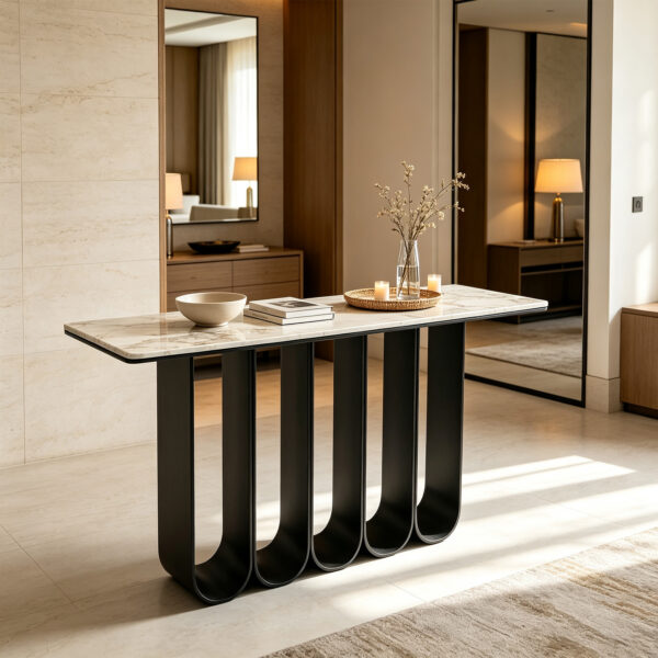 Sintered Stone Console Table with U-Shaped Base