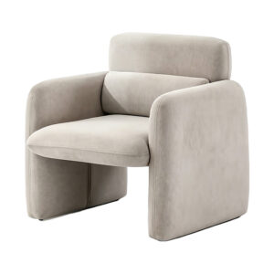 Velvet-Upholstered Lounge Armchair